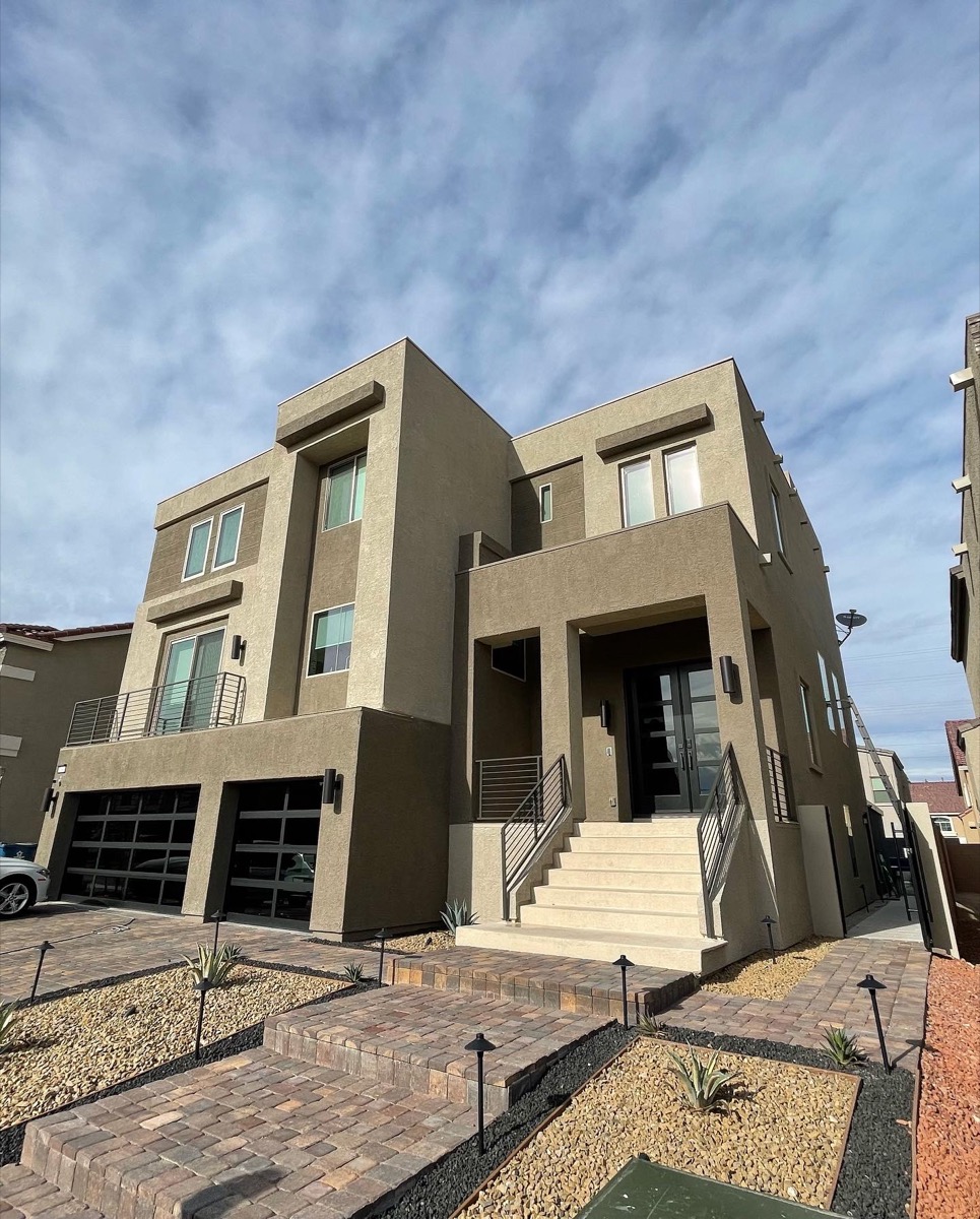 Modern two-story Las Vegas home with clean windows ready for a real estate listing